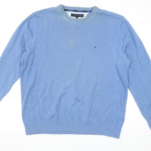 Tommy Hilfiger Men Blue XL Cotton Crew Neck Pullover Jumper