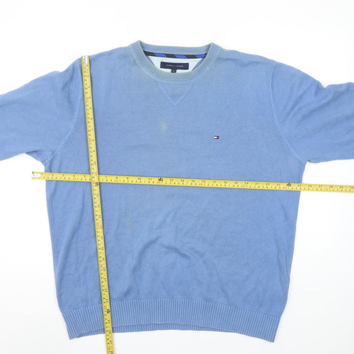 Tommy Hilfiger Men Blue XL Cotton Crew Neck Pullover Jumper