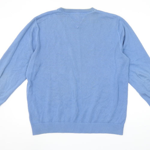 Tommy Hilfiger Men Blue XL Cotton Crew Neck Pullover Jumper