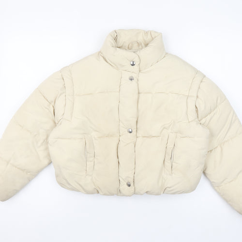 Bershka Girls Beige Puffer Jacket 10-12 Years Quilted Winter Coat