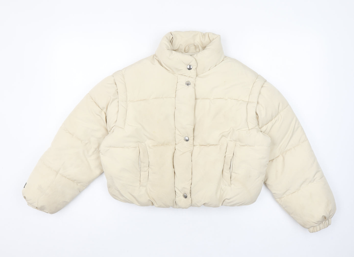 Bershka Girls Beige Puffer Jacket 10-12 Years Quilted Winter Coat