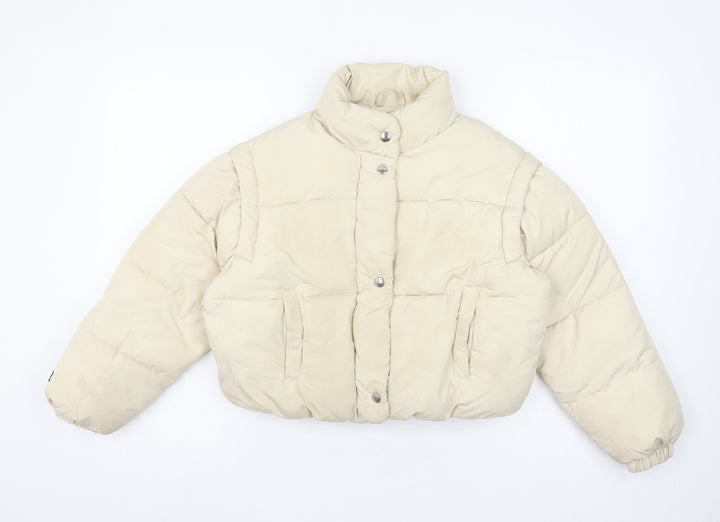 Bershka Girls Beige Puffer Jacket 10-12 Years Quilted Winter Coat