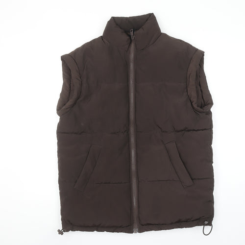 H&M Divided Men Brown Puffer Gilet Waistcoat 2XS Regular Fit