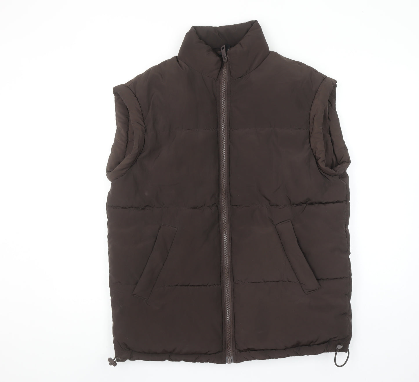 H&M Divided Men Brown Puffer Gilet Waistcoat 2XS Regular Fit