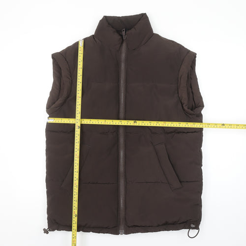 H&M Divided Men Brown Puffer Gilet Waistcoat 2XS Regular Fit