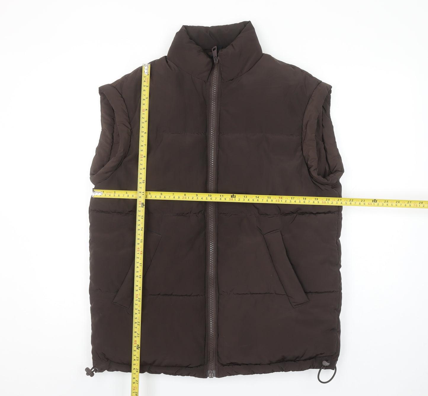 H&M Divided Men Brown Puffer Gilet Waistcoat 2XS Regular Fit