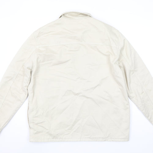 Zara Womens Beige Cotton Zip Jacket L Long Sleeve Casual Lightweight