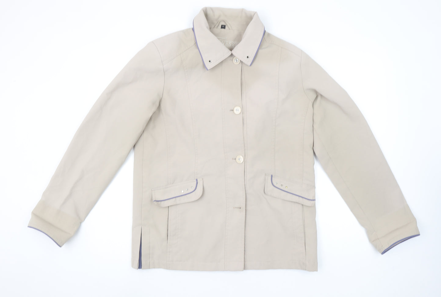 Finesse Women’s Beige Polyester Mid-Length Button Jacket Size 10