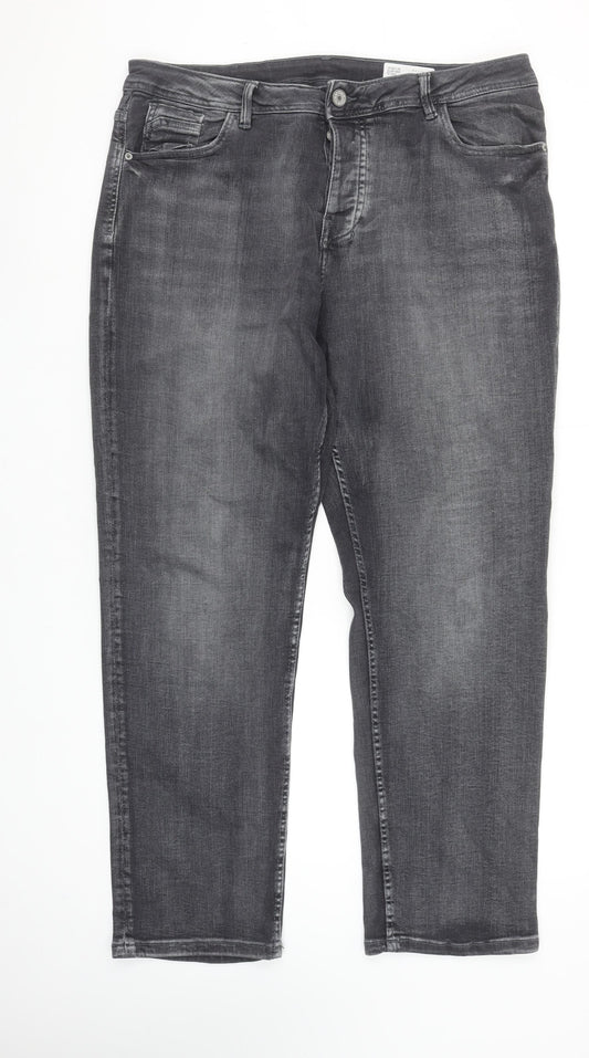 Denim Co Mens Grey Straight Stretch Jeans W38 L30 Regular Fit