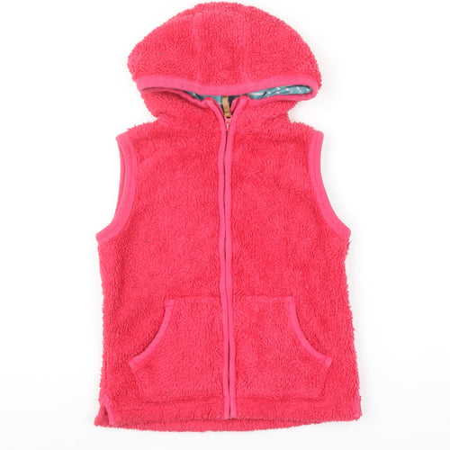 FatFace Girls Pink Hooded Fleece Bodywarmer 8-9 Years Cotton Zip Waistcoat