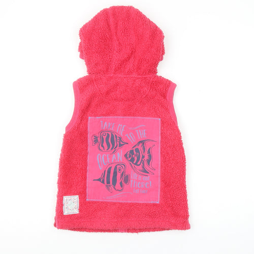FatFace Girls Pink Hooded Fleece Bodywarmer 8-9 Years Cotton Zip Waistcoat