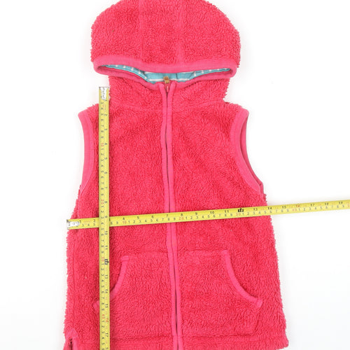 FatFace Girls Pink Hooded Fleece Bodywarmer 8-9 Years Cotton Zip Waistcoat