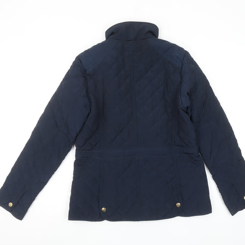 Zara Girls Blue Quilted Padded Jacket 13-14 Years Mid-Length Zip Winter Coat