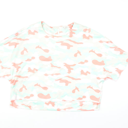 KILIBBI Womens Multicoloured Camouflage Cropped Cotton T-Shirt S