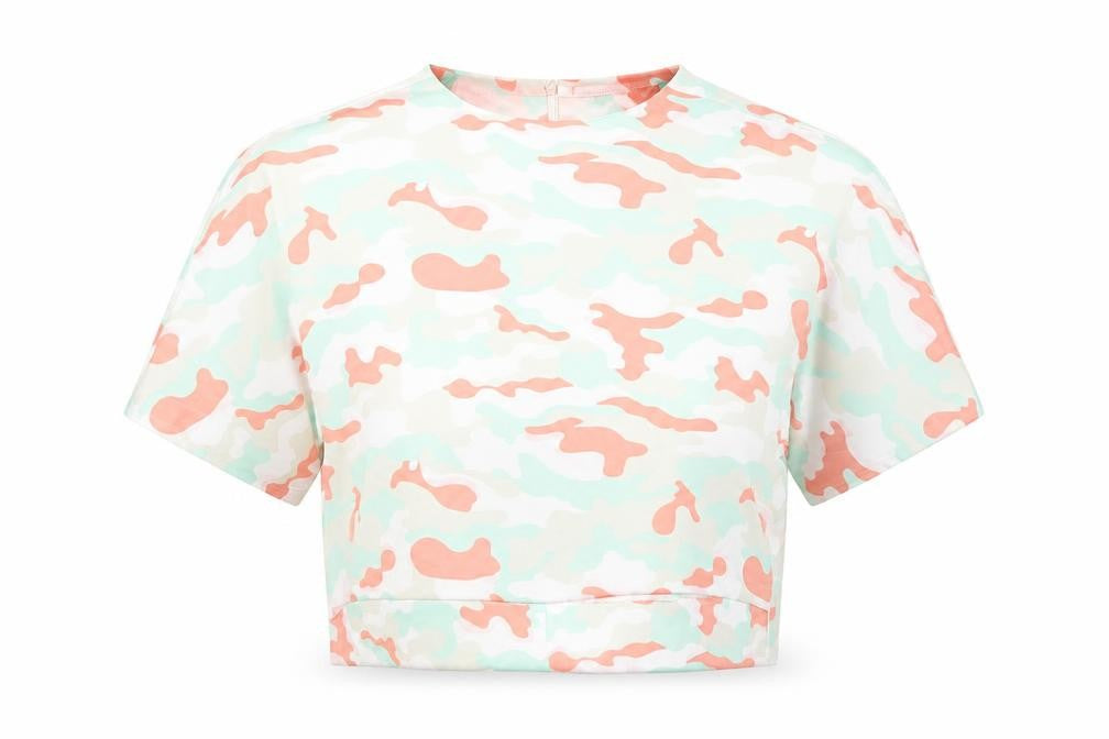 KILIBBI Womens Multicoloured Camouflage Cropped Cotton T-Shirt S