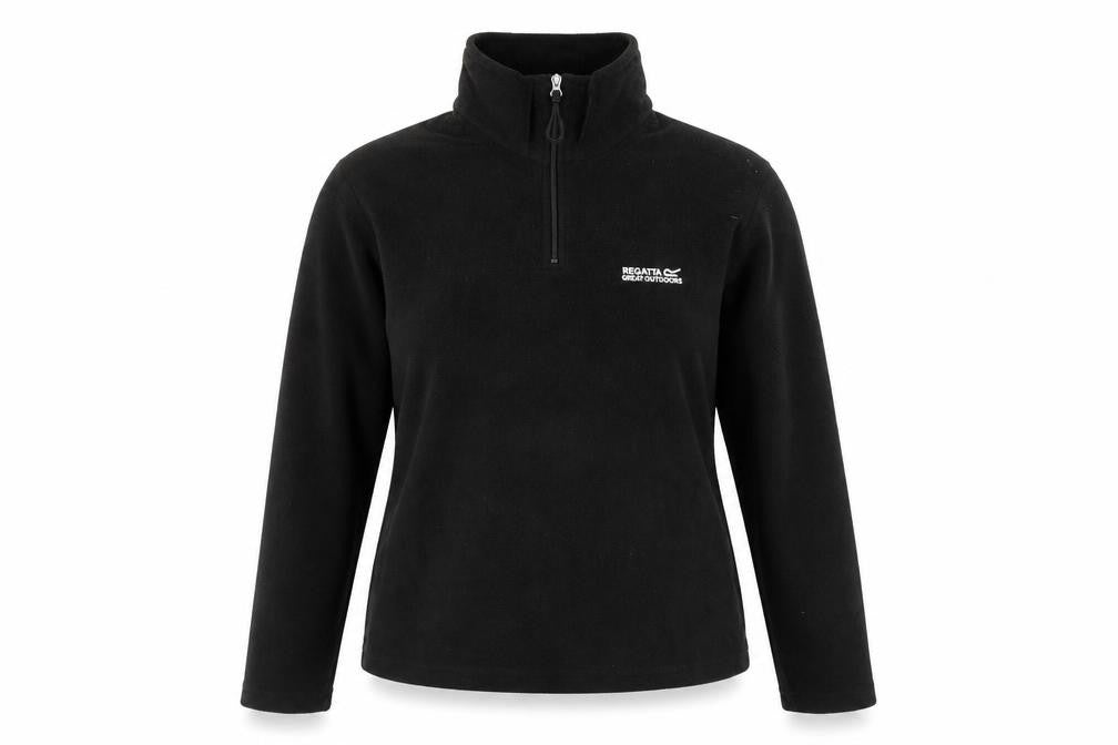 Front view of Regatta Great Outdoors Black Fleece 1/4 Zip Pullover Sweatshirt Women’s S
