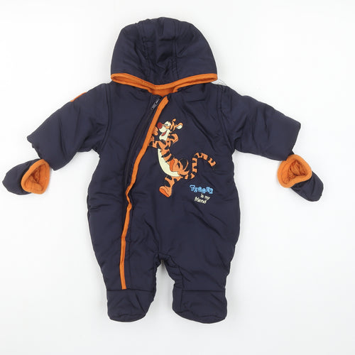 Disney at George Unisex Baby Blue Tigger Hooded Snowsuit Newborn