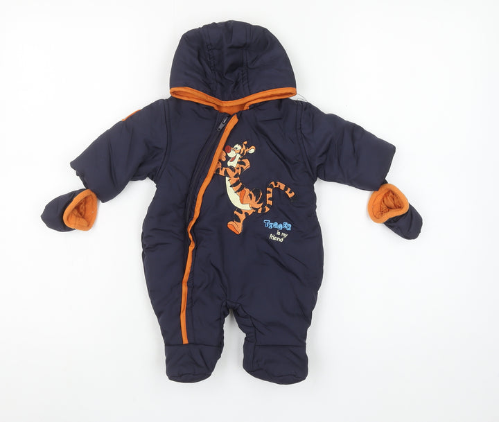 Disney at George Unisex Baby Blue Tigger Hooded Snowsuit Newborn