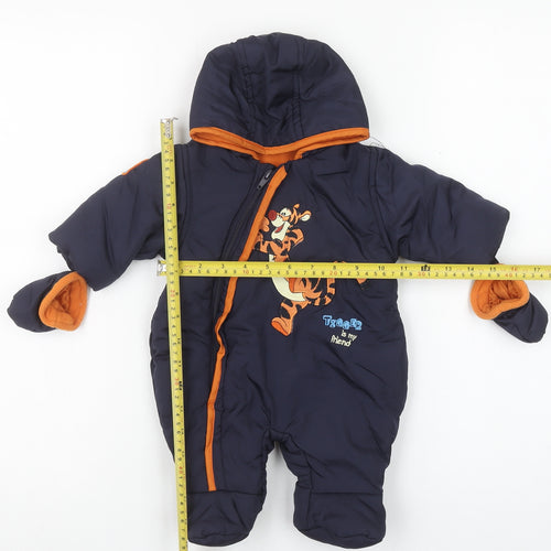 Disney at George Unisex Baby Blue Tigger Hooded Snowsuit Newborn
