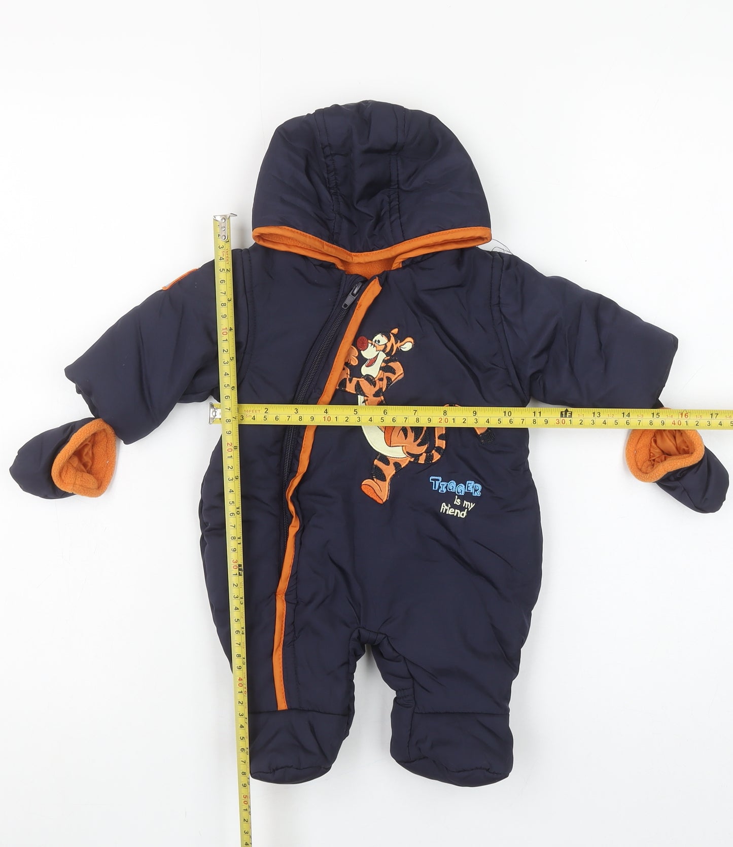 Disney at George Unisex Baby Blue Tigger Hooded Snowsuit Newborn