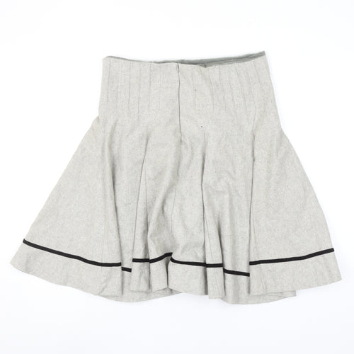 Soo Lee London Women's Grey Wool A-Line Knee Length Skirt L