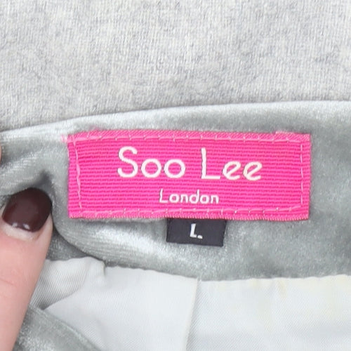 Soo Lee London Women's Grey Wool A-Line Knee Length Skirt L