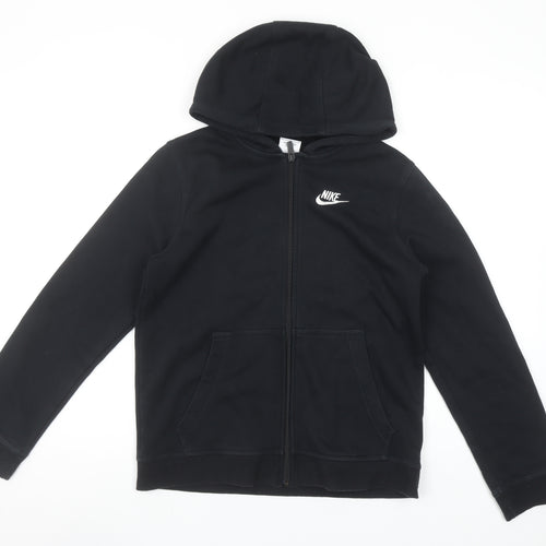 Nike Boys Black Full Zip Hoodie Size L Cotton Blend Sportswear