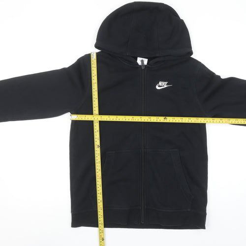Nike Boys Black Full Zip Hoodie Size L Cotton Blend Sportswear