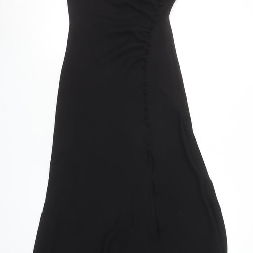 Zara Women’s Black Slip Midi Dress XS Elegant Strappy Evening Style