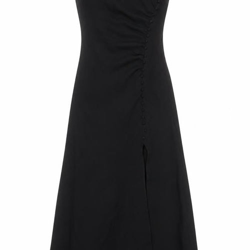 Zara Women’s Black Slip Midi Dress XS Elegant Strappy Evening Style
