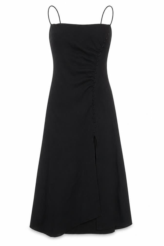 Zara Women’s Black Slip Midi Dress XS Elegant Strappy Evening Style