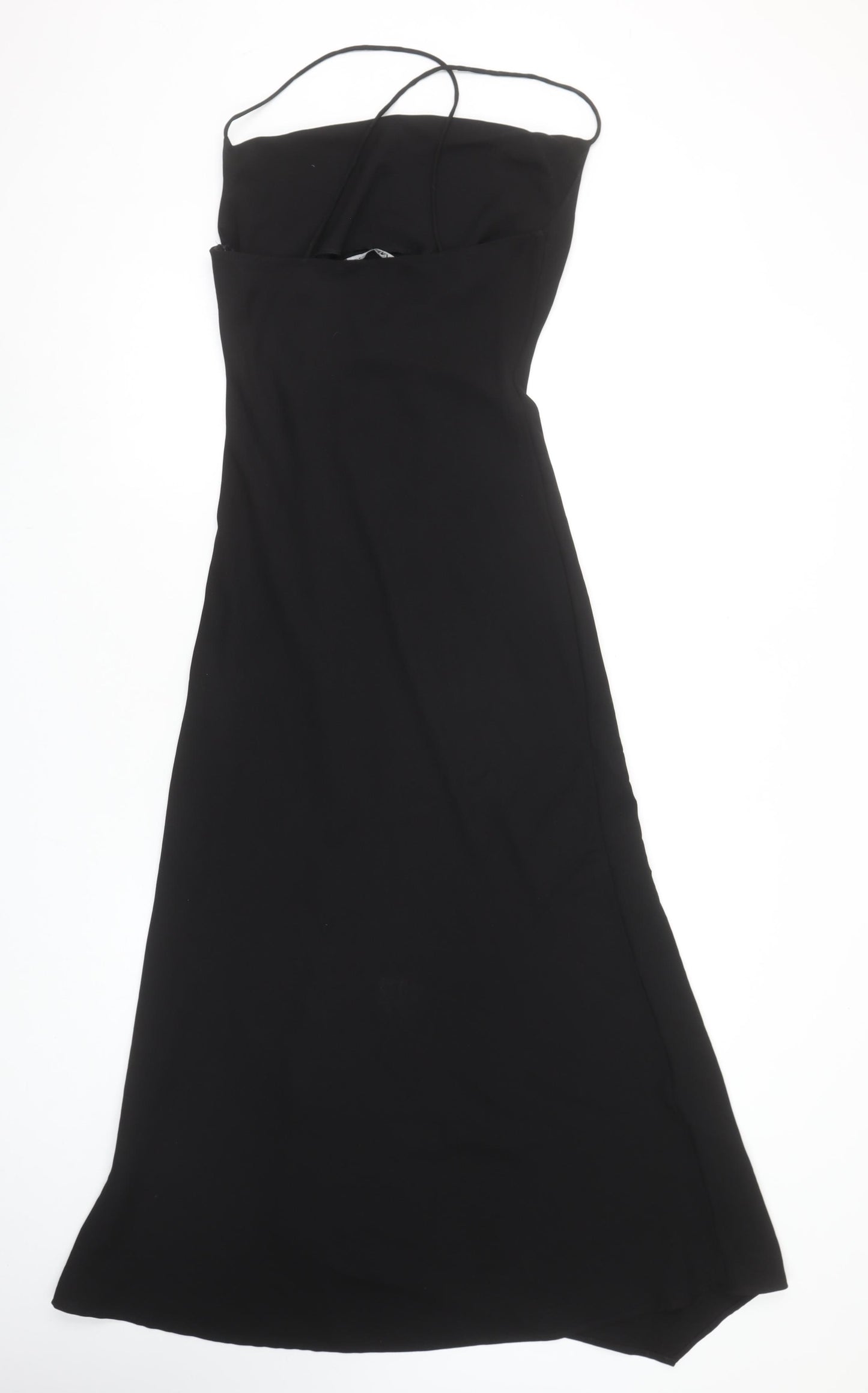 Zara Women’s Black Slip Midi Dress XS Elegant Strappy Evening Style