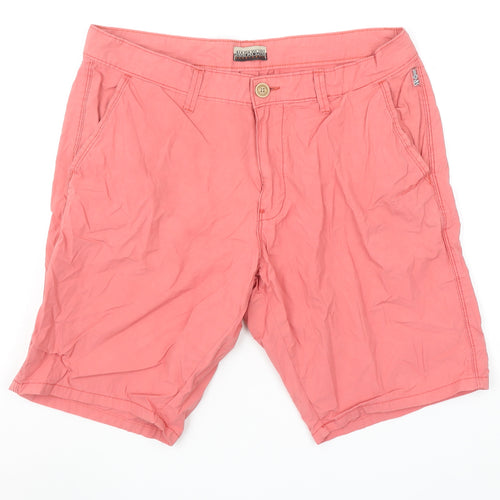 Napapijri Men's Pink Chino Shorts Size 35 Regular Fit Cotton