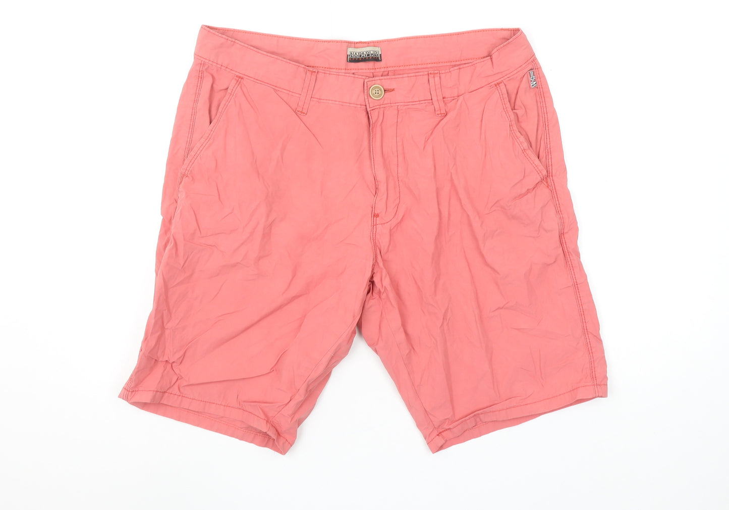Napapijri Men's Pink Chino Shorts Size 35 Regular Fit Cotton