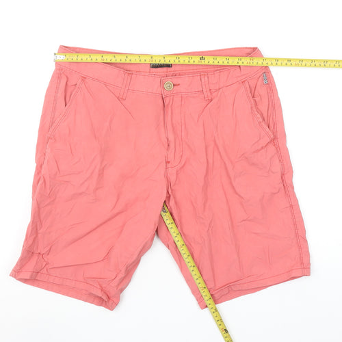 Napapijri Men's Pink Chino Shorts Size 35 Regular Fit Cotton