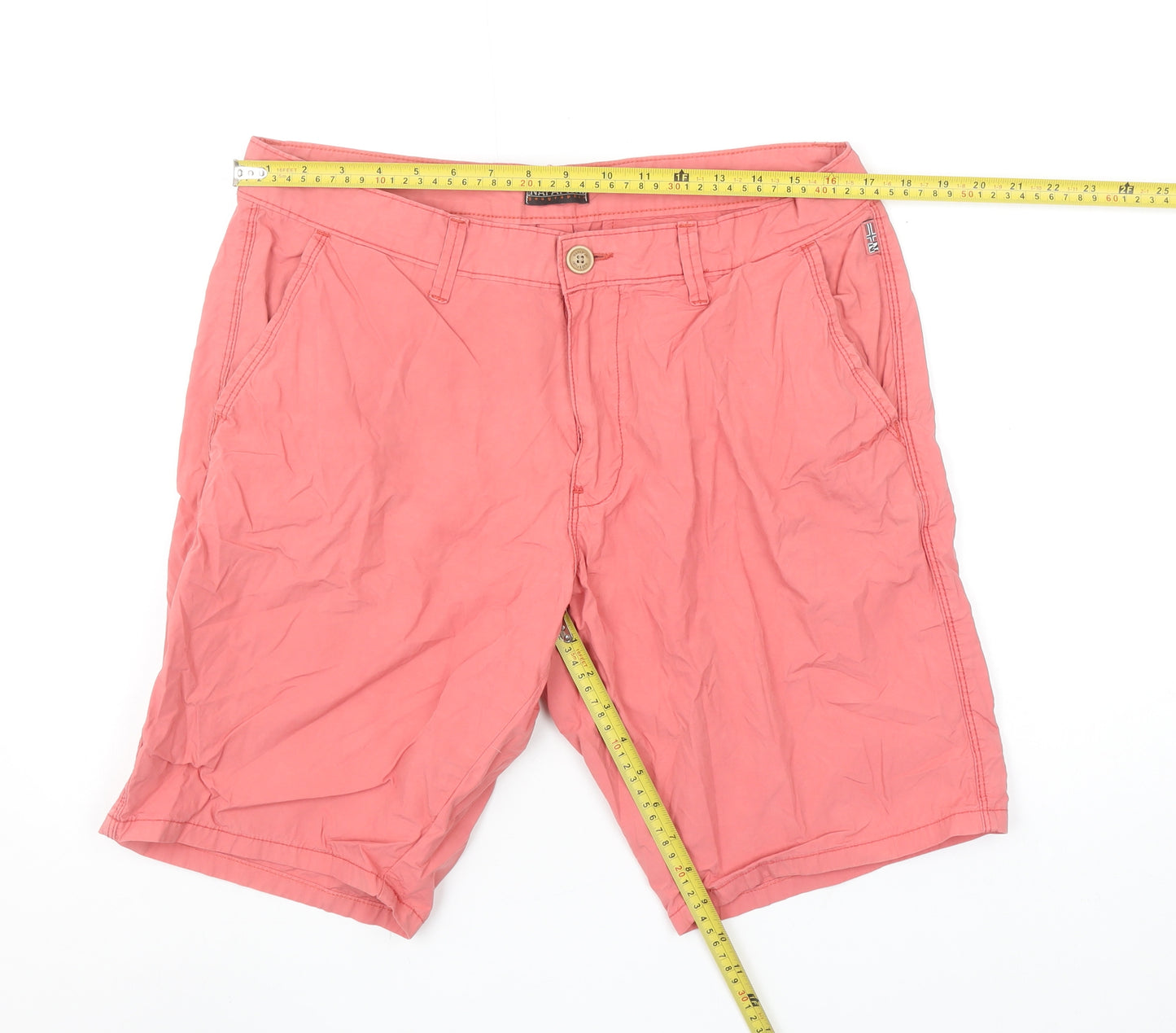 Napapijri Men's Pink Chino Shorts Size 35 Regular Fit Cotton