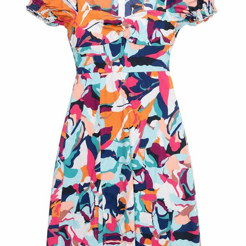 Girl In Mind Women’s Multicoloured Knee Length A-Line Puff Sleeve Dress Size 10