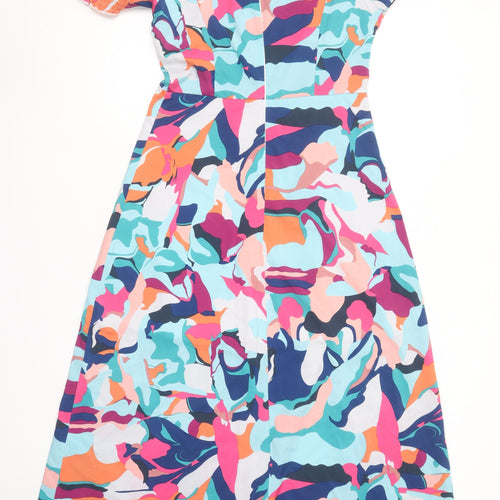 Girl In Mind Women’s Multicoloured Knee Length A-Line Puff Sleeve Dress Size 10