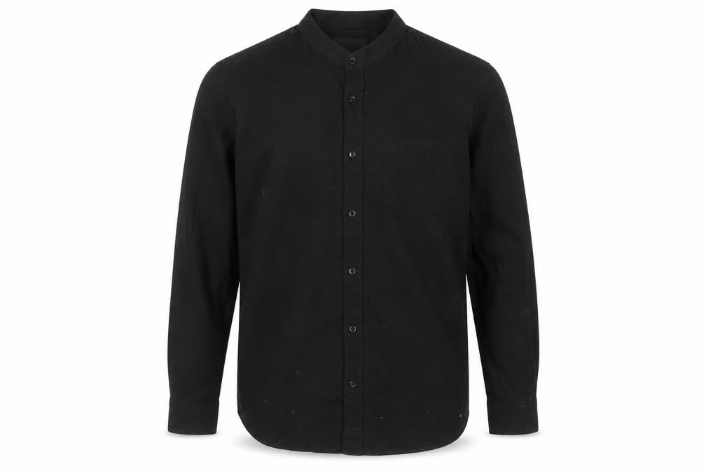 Paul Galvin Men’s Black Cotton Band Collar Long Sleeve Casual Shirt L