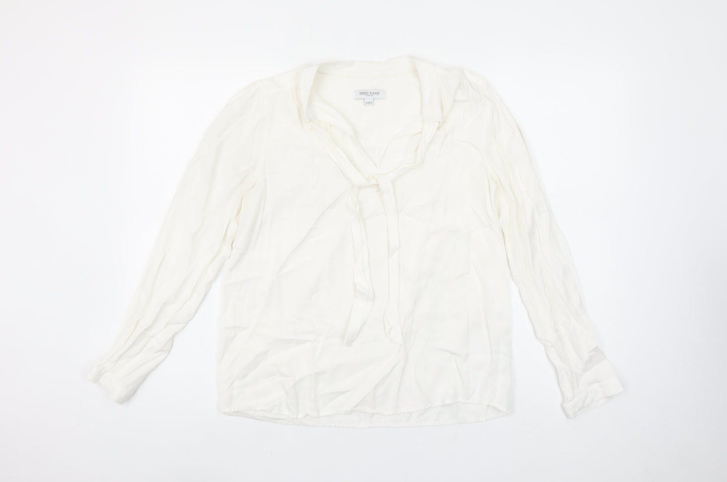 Great Plains Women’s Ivory Long Sleeve V-Neck Blouse Size 8