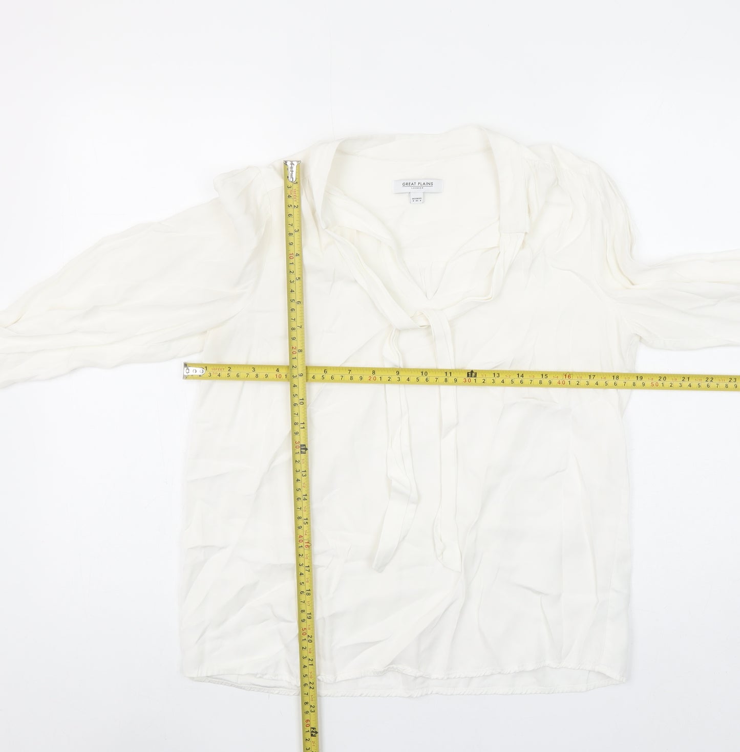 Great Plains Women’s Ivory Long Sleeve V-Neck Blouse Size 8