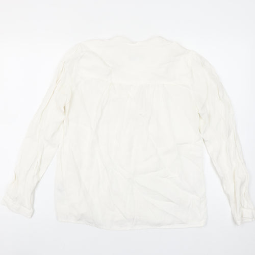 Great Plains Women’s Ivory Long Sleeve V-Neck Blouse Size 8