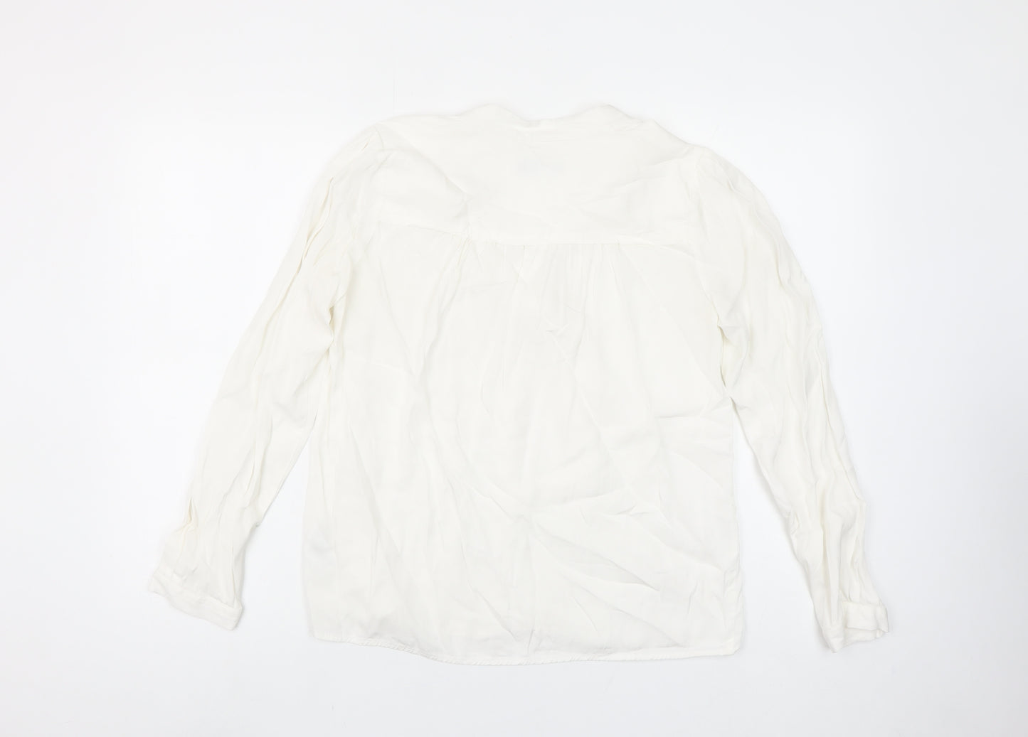 Great Plains Women’s Ivory Long Sleeve V-Neck Blouse Size 8