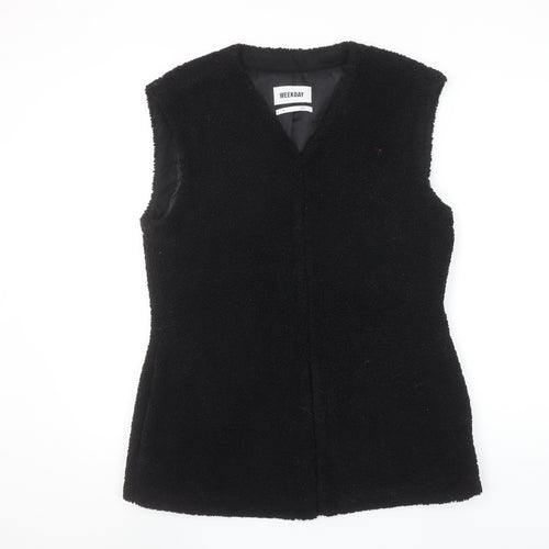 Weekday Women's Black Fleece Waistcoat Size M Sleeveless Lined Vest