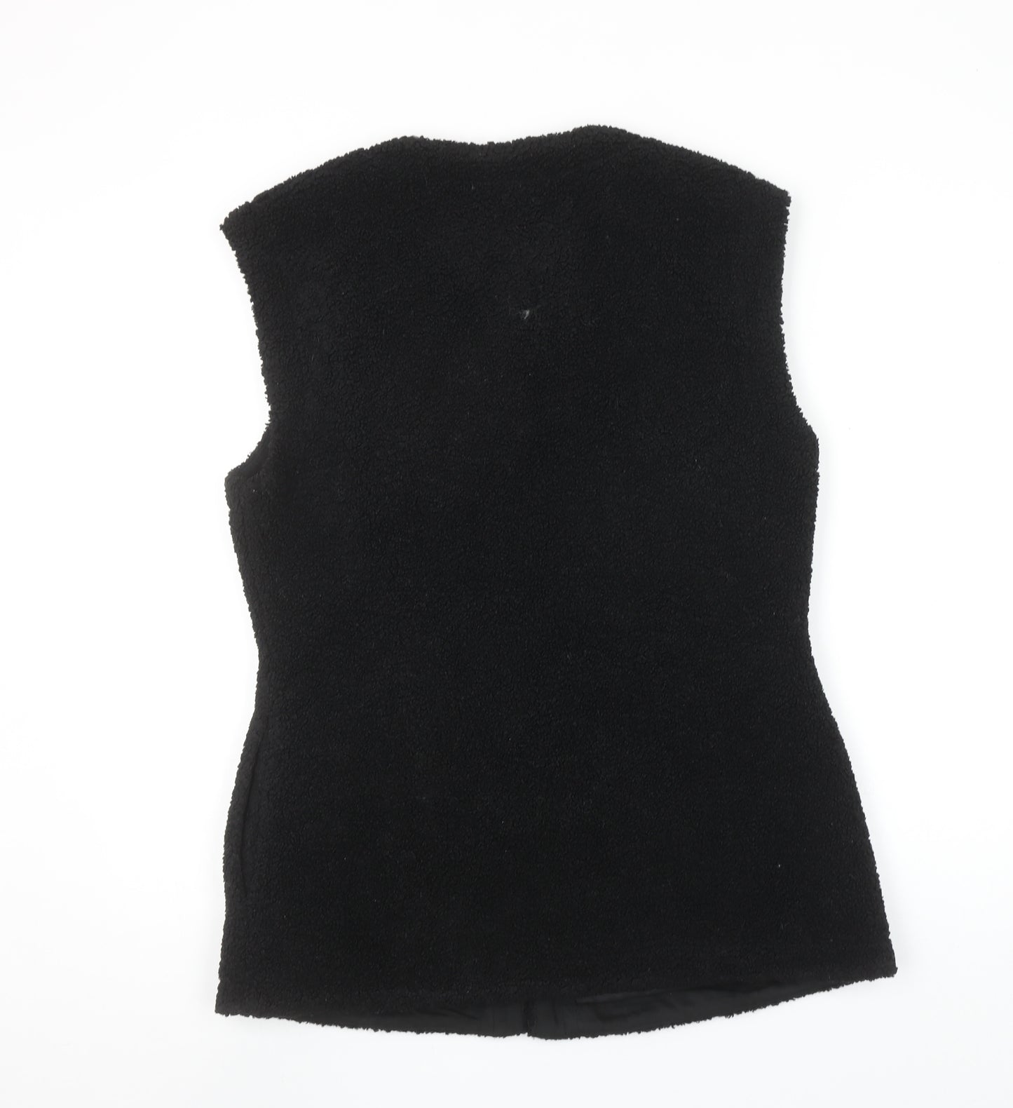 Weekday Women's Black Fleece Waistcoat Size M Sleeveless Lined Vest