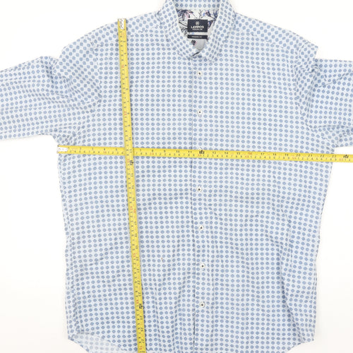 Lerros Men's Blue Polka Dot Long Sleeve Button-Up Shirt L
