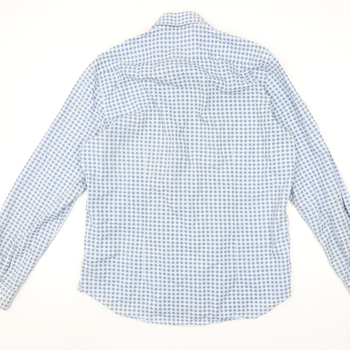 Lerros Men's Blue Polka Dot Long Sleeve Button-Up Shirt L