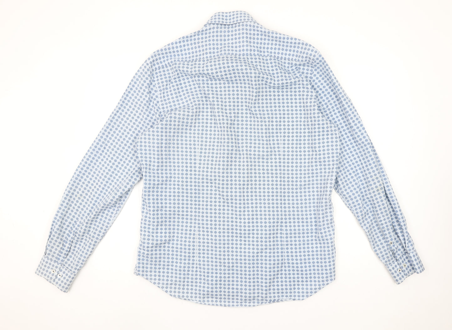 Lerros Men's Blue Polka Dot Long Sleeve Button-Up Shirt L