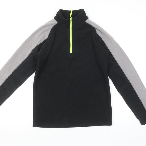 Mountain Warehouse Boys Black Fleece 1/4 Zip Pullover Sweatshirt 11-12 Years