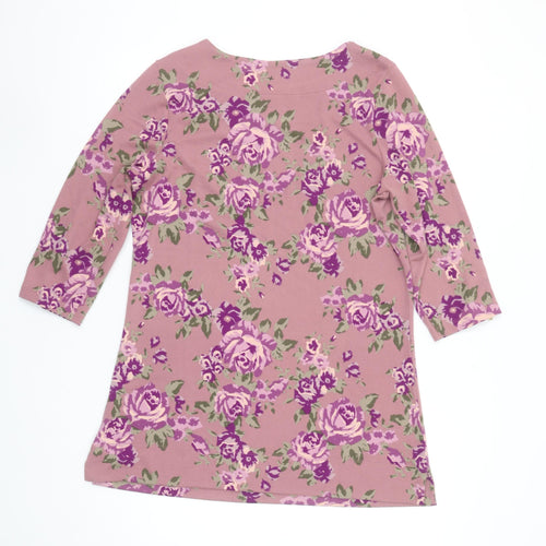 Denim & Company Women's Pink Floral 3/4 Sleeve Tunic Top Size S